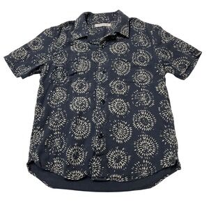 Outernown Shirt Blue Organic Cotton Button Down Short Sleeve Mens S Aztec Casual